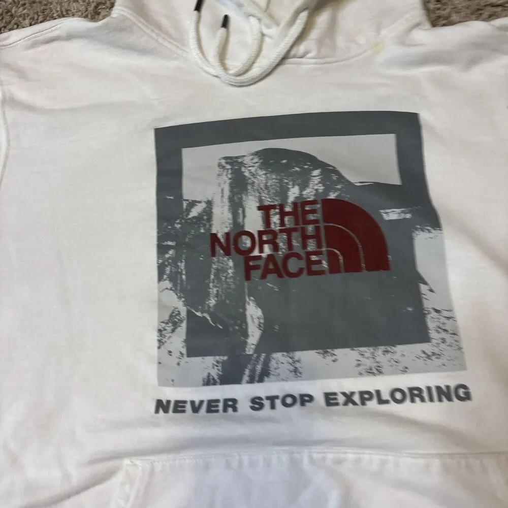 THE NORTH FACE Mens White Never Stop Exploring Pullover Hoodie XL Outdoor Casual